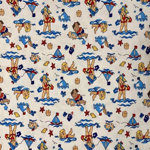 2073 Popelín estampado con niños en la playa - Imagen 1