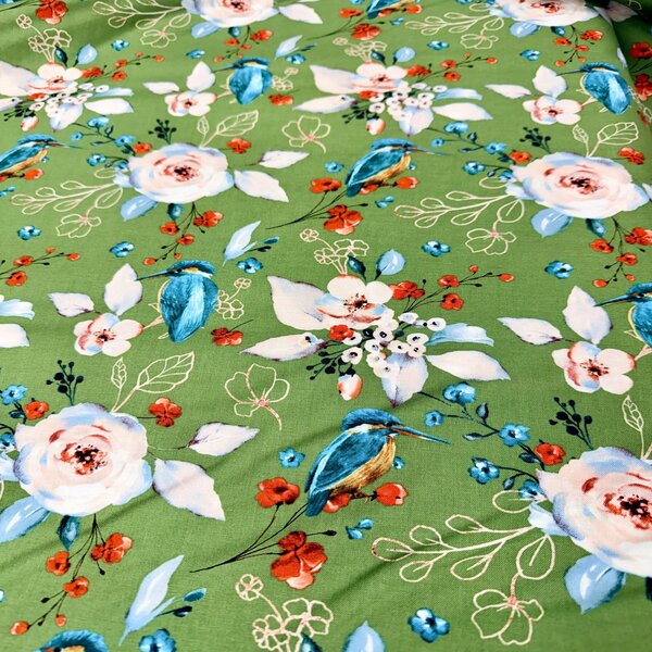 3254 Tejido de algodón estampado con pajaros - Imagen 1